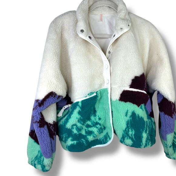 Free People Movement Hit The Slopes Sunrise Summit Ivory Fleece Button Jacket XS - Picture 7 of 13